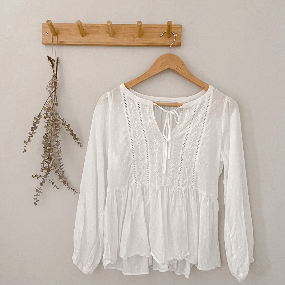 Loft White Peplum Blouse